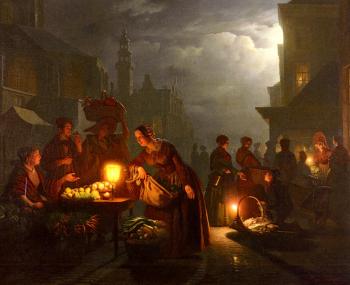 Petrus Van Schendel : The Candlelit Market